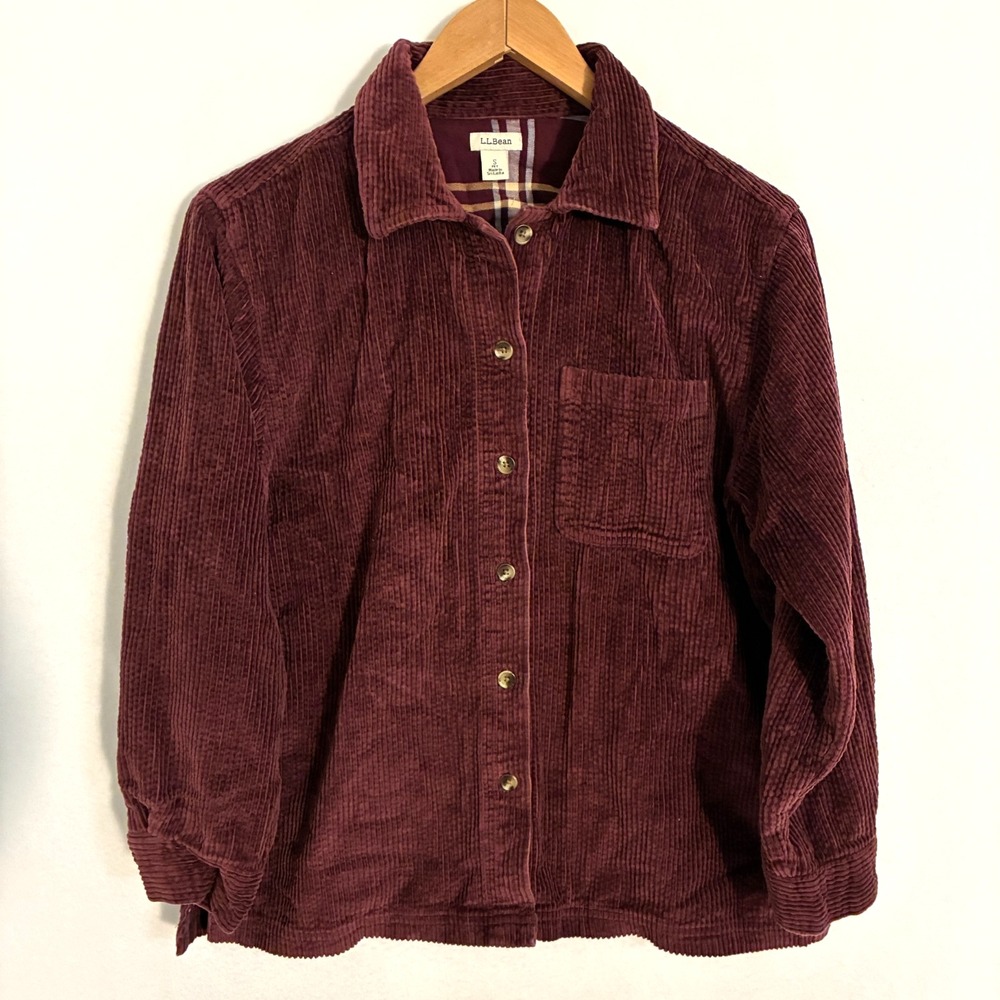 LL Bean Corduroy Flannel Lined Shirt Jacket Shacket Women Size PS Chore Gorpcore